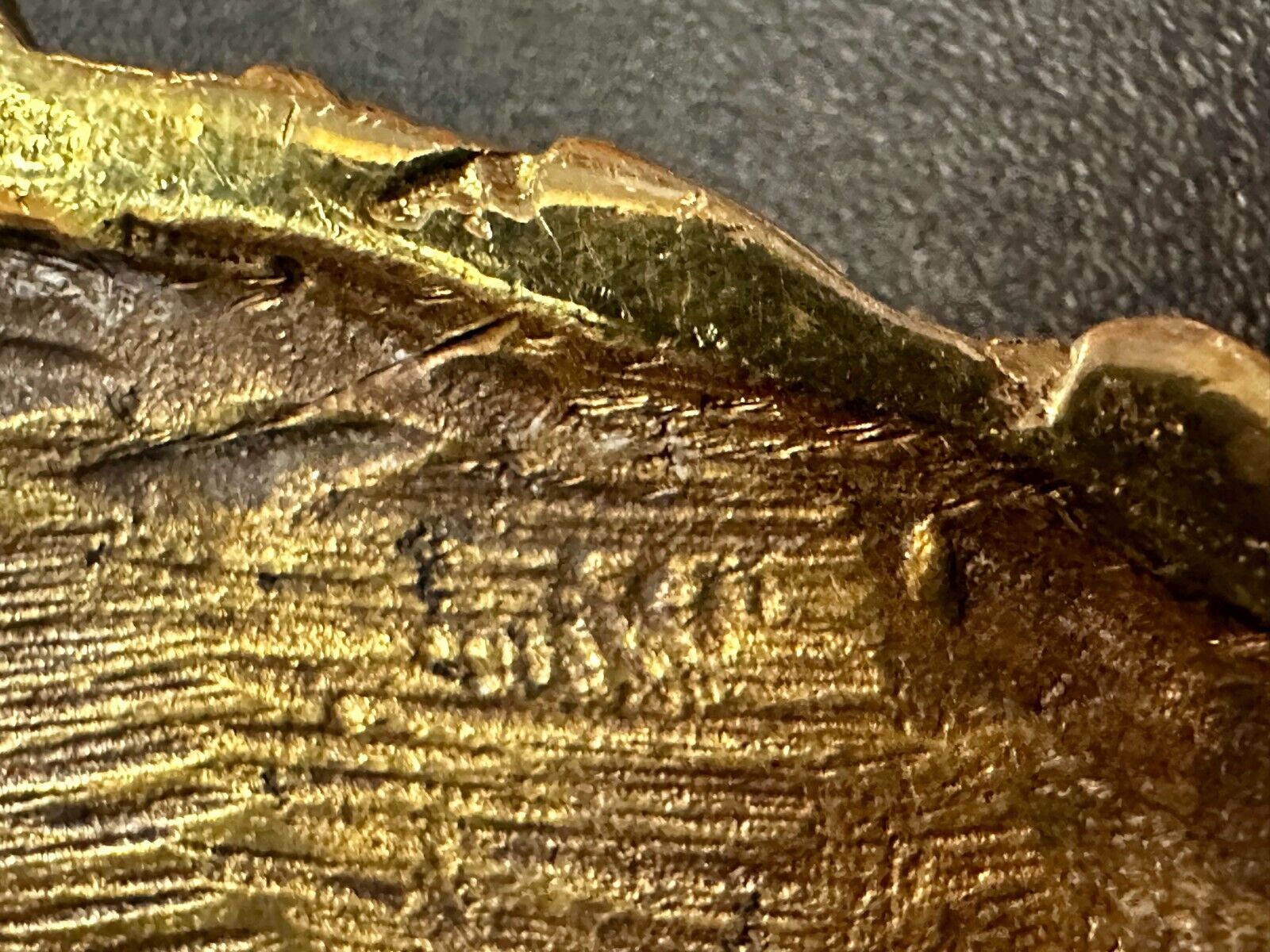 Unique Chunky Nugget Textured Brutalist Gold Tone Hippy Signed Belt Buckle