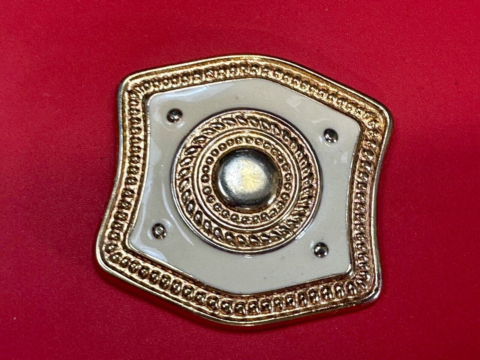 80's retro gold & cream color scarf slide