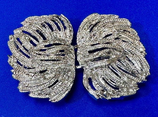 Two piece interlocking sea leaf brushed pattern see through pattern belt buckle