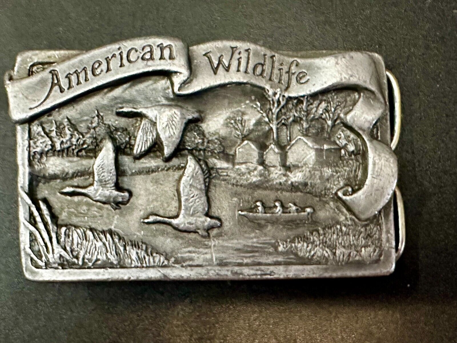 American Wildlife Birds Ducks Hunting Commemorative Vintage 1987 Belt Buckle
