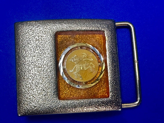 Symbol? Dancing Couple?  -  Vintage Two Tone Belt Buckle by Lee NY