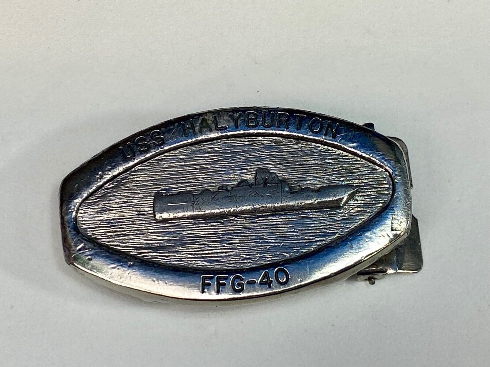 U.S. Navy Uss Halyburton Ffg-40 Oliver Hazard Perry-Class Frigate Belt Buckle