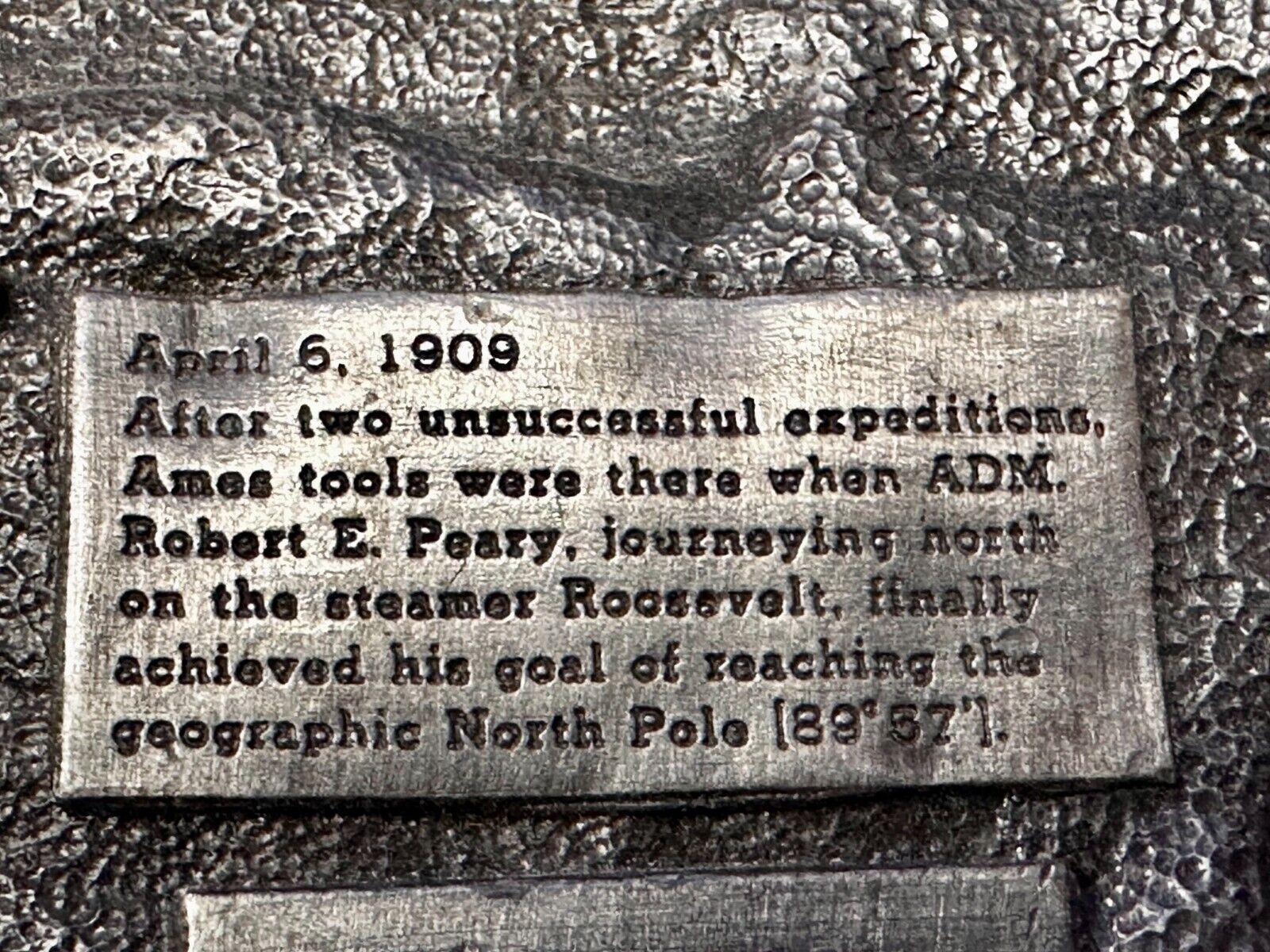 Ames Tools The Discovery of The North Pole by Robert E. Peary 1909 Belt Buckle