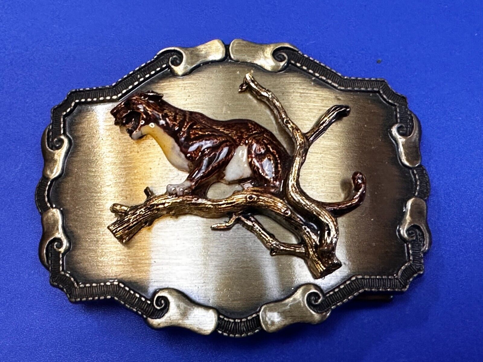 Angry Roaring Lion Tiger Cheetah In Tree Safari Animal Raintree Belt Buckle