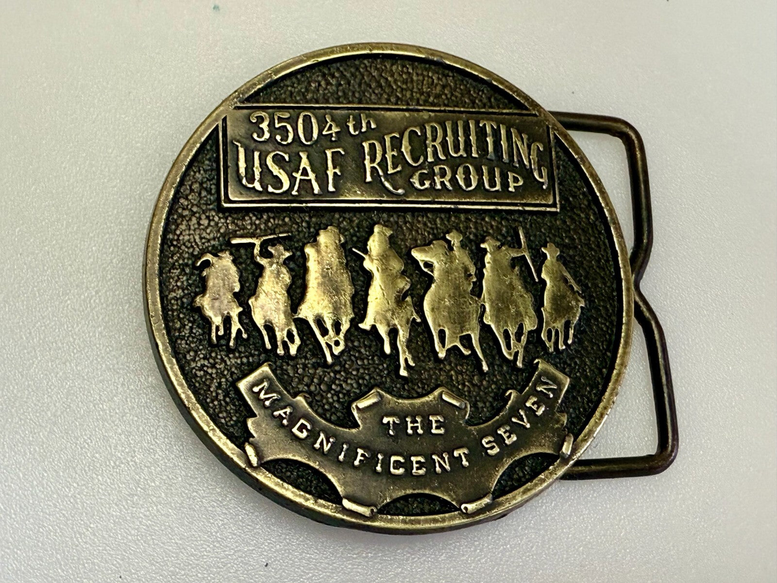 The Magnificent Seven 350 4th USAF Recruiting Top Group Chief Wheat Belt Buckle