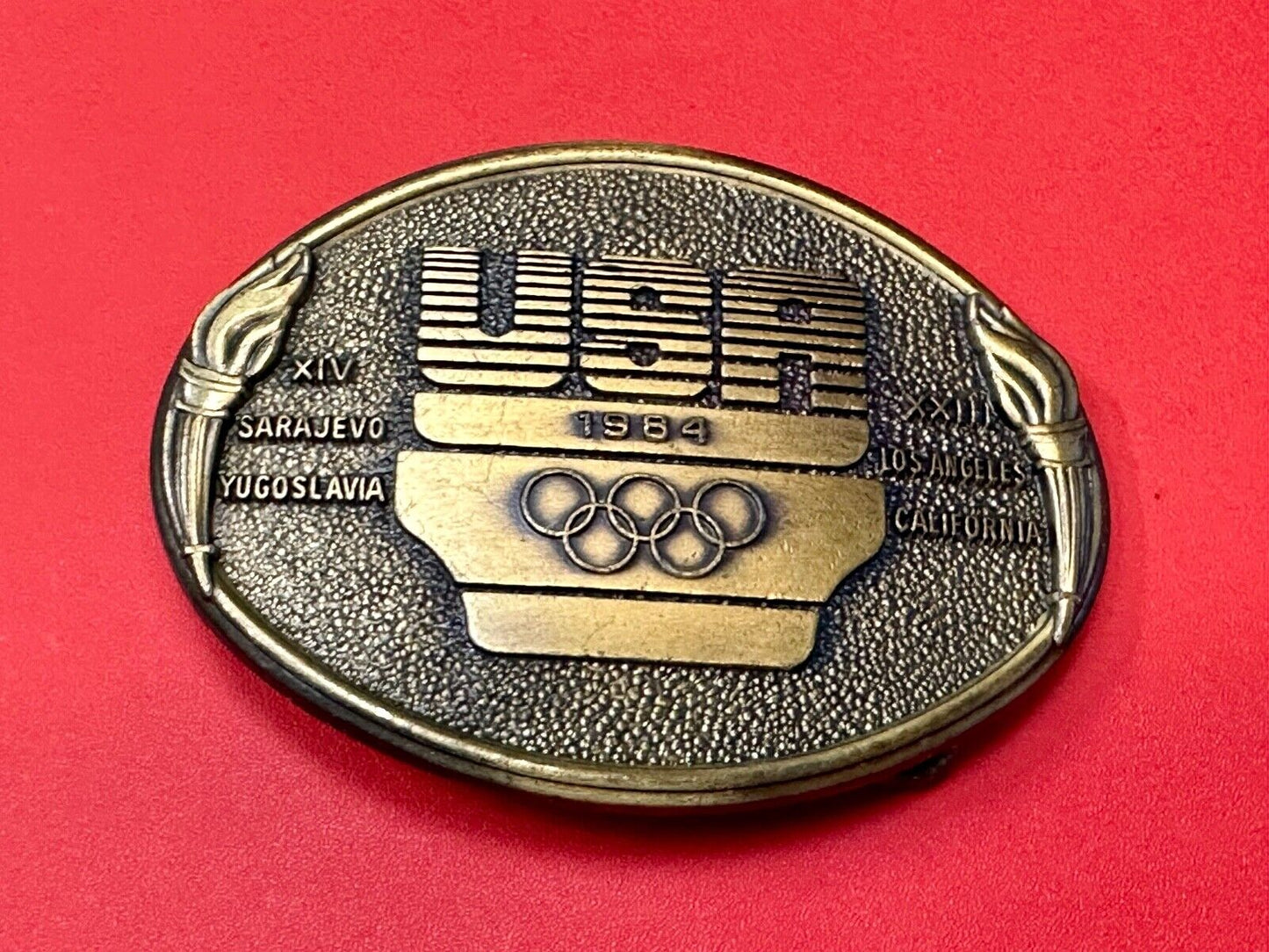 Vintage Los Angeles 1984 US USA Olympics Team belt buckle