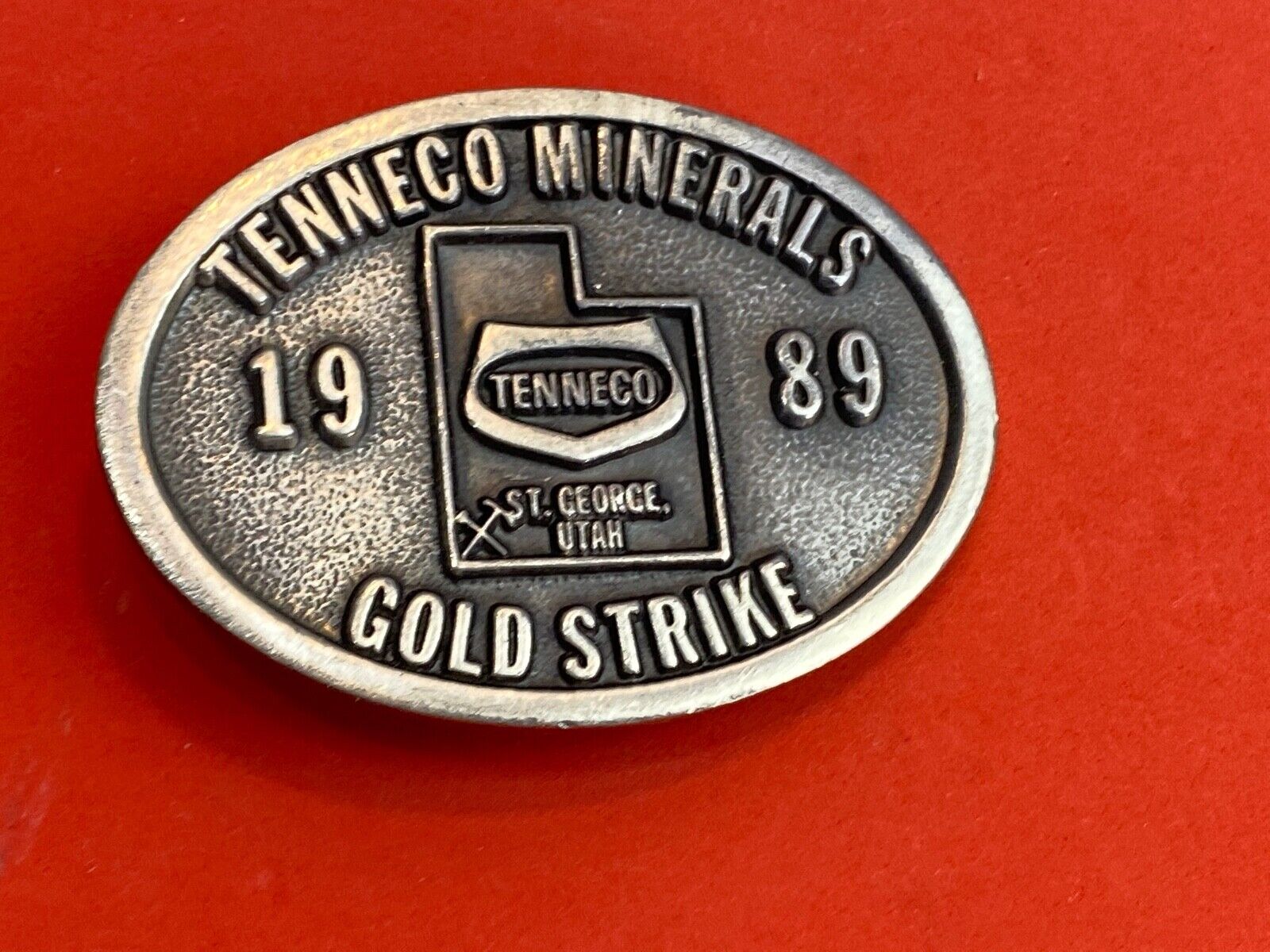 Tenneco Minerals 1989 Gold Strike Belt Buckle  - St George Utah 