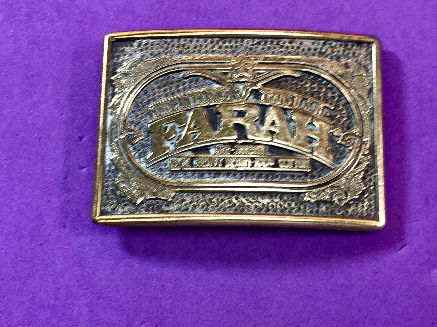 Vintage FARAH Heavy Denim cotton El Paso Texas western Belt Buckle 
