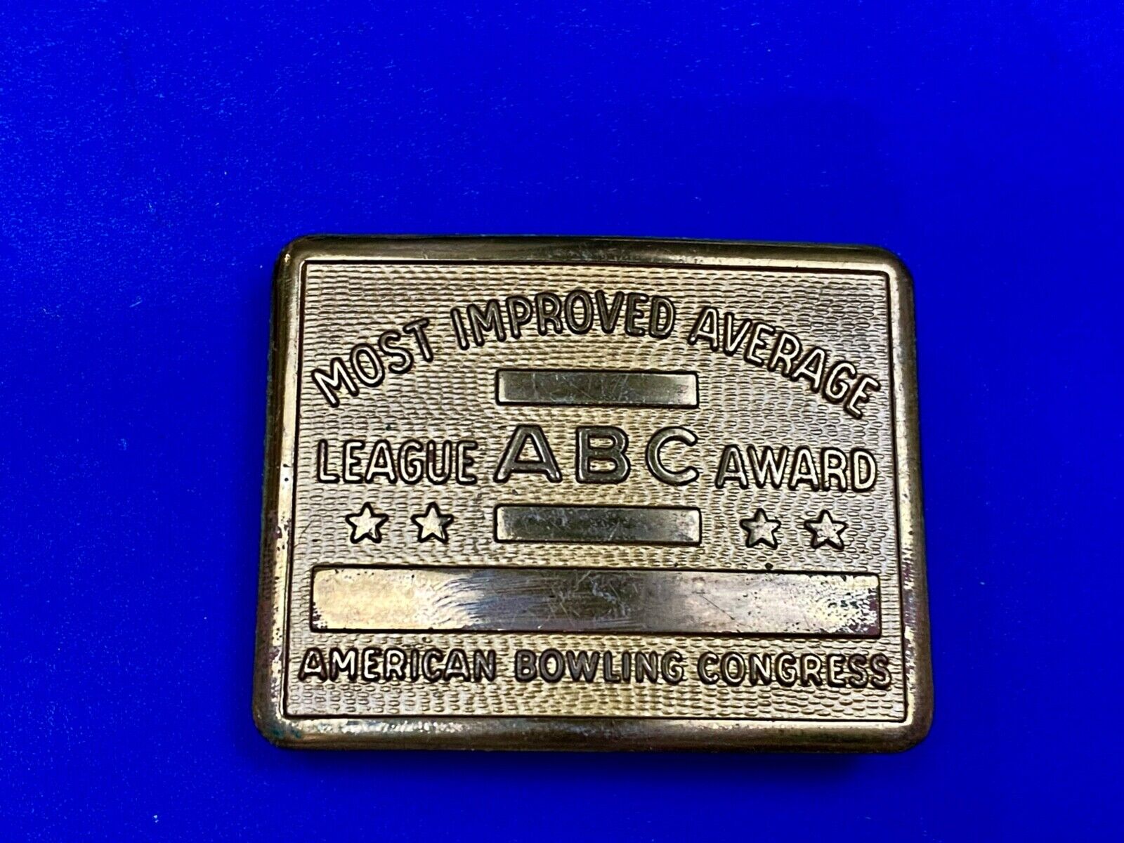 ABC Bowling Bowler's BLANK Most improved average award belt buckle NOT engraved!