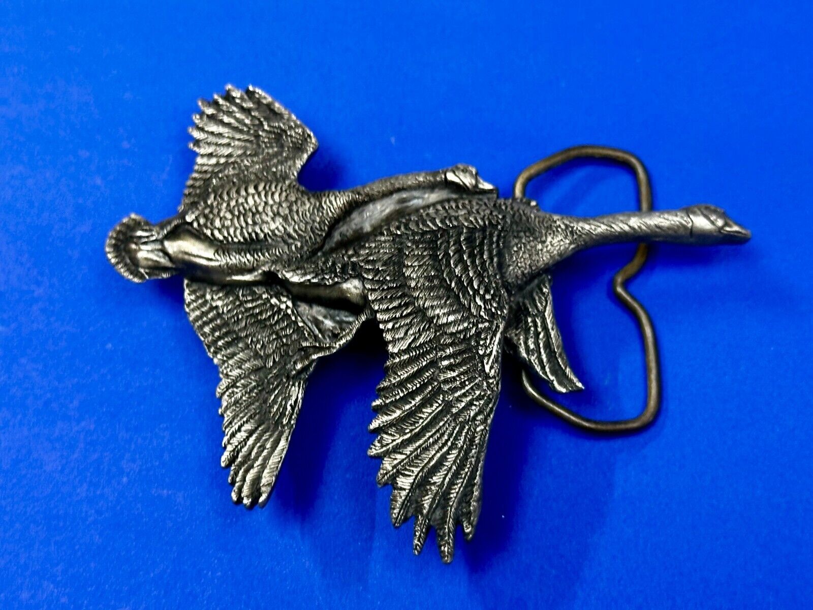Two Flying Ducks Vintage 1970 Vinegarroon Foundries Cutout Pewter Belt Buckle
