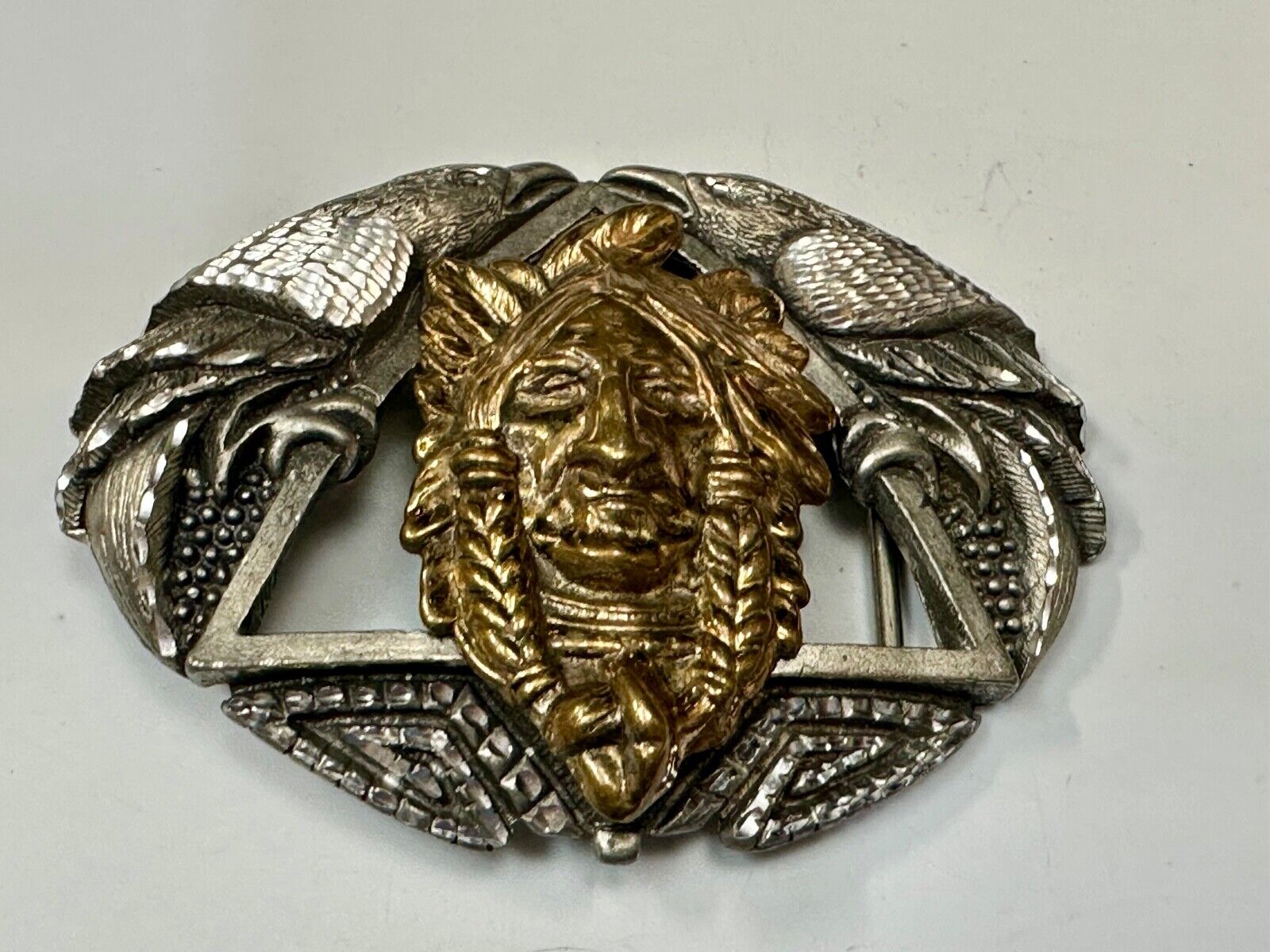 Unique Native American Indian Vintage Two tone EGE 93 Belt Buckle