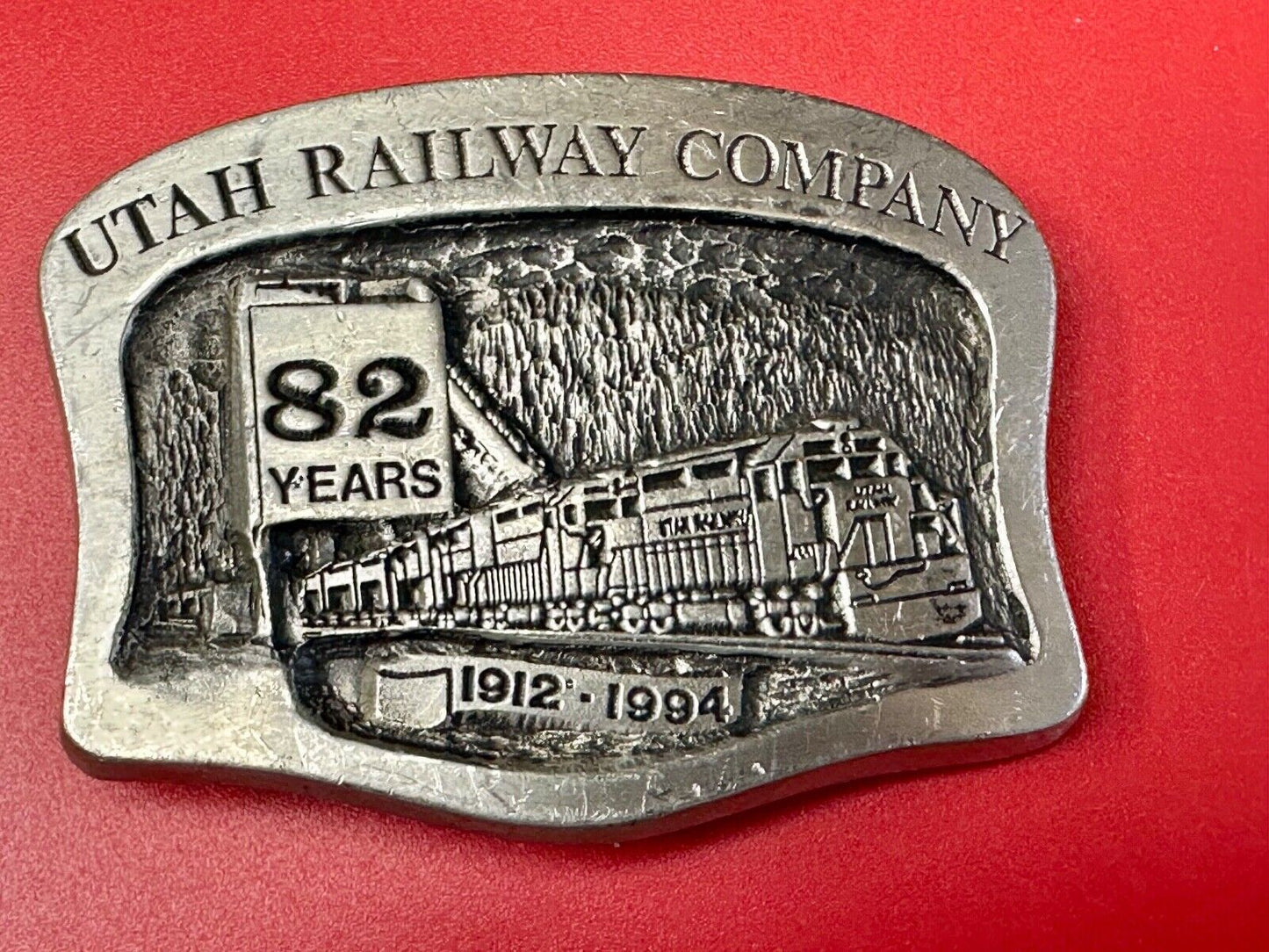 Utah Railway Co Vtg Train Railroad 82 Years - Gary Prazen Sculpture Belt Buckle