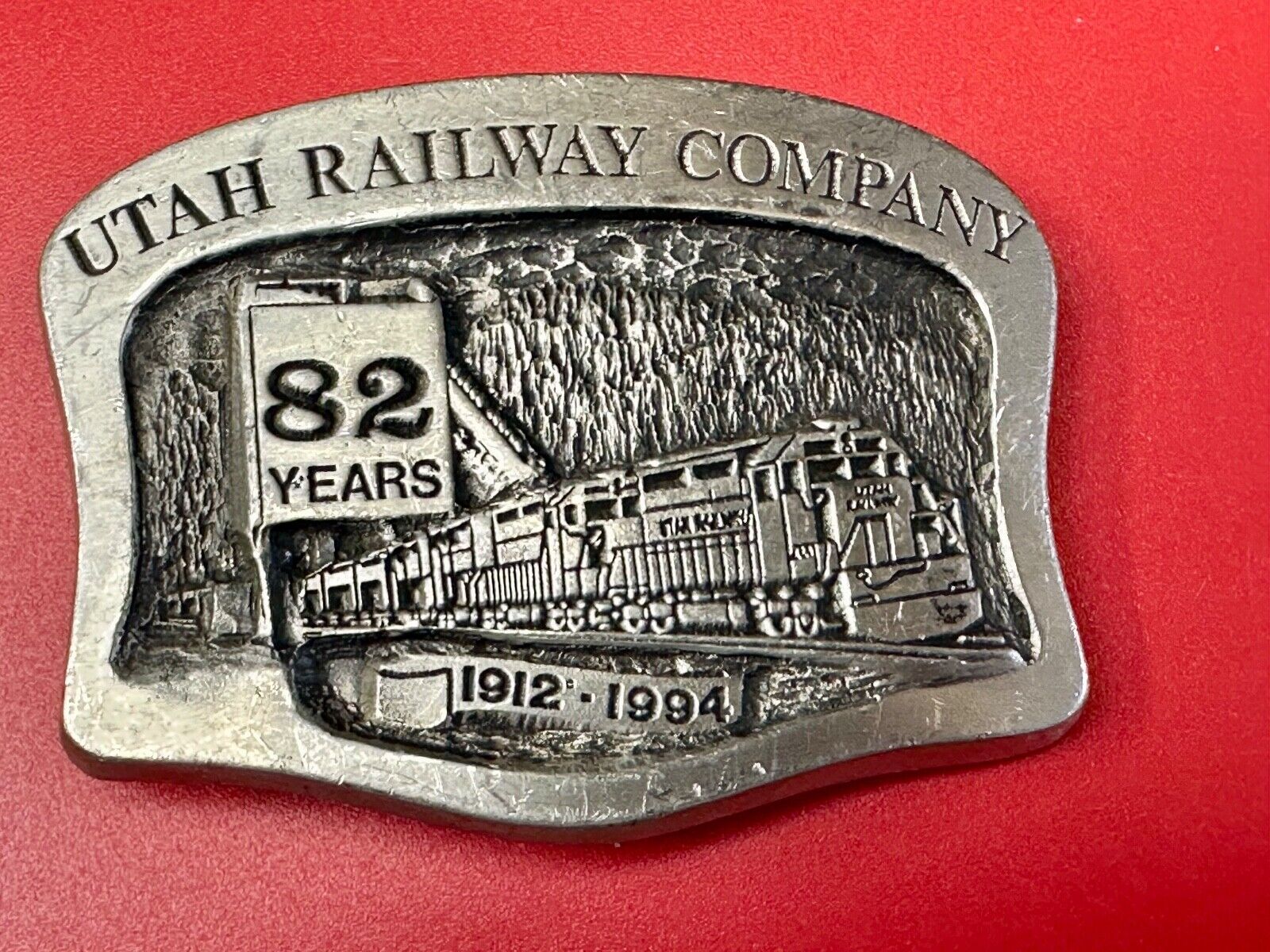 Utah Railway Co Vtg Train Railroad 82 Years - Gary Prazen Sculpture Belt Buckle