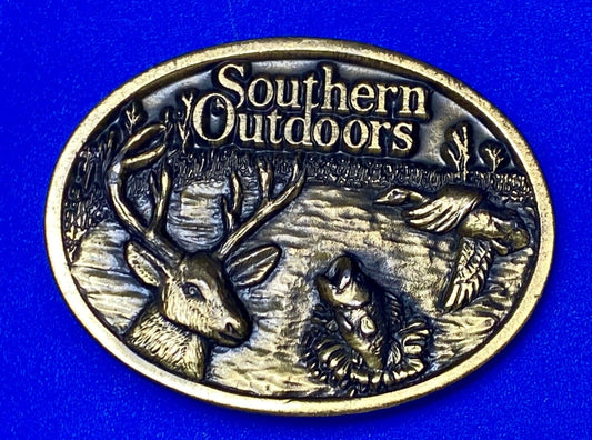 Vintage 1986 **Southern Outdoors Magazine** Commemorative Belt Buckle