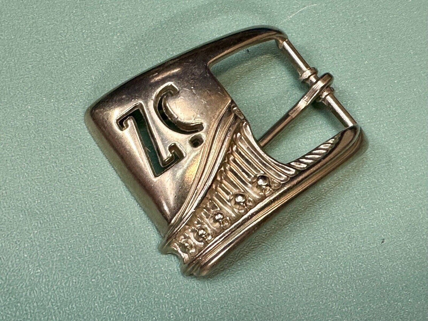 Vintage Letters Initials SZ silver tone cutout belt buckle