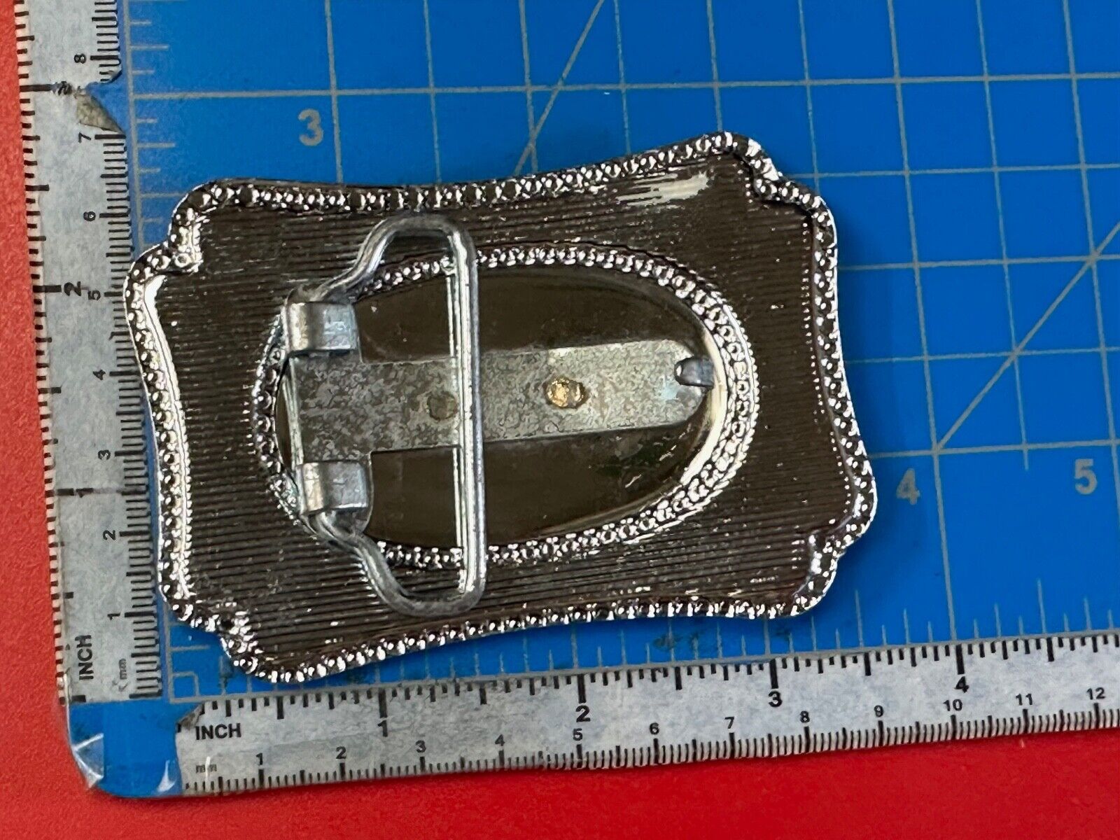 Vintage Horse Drawn Covered wagon on western two tone belt buckle