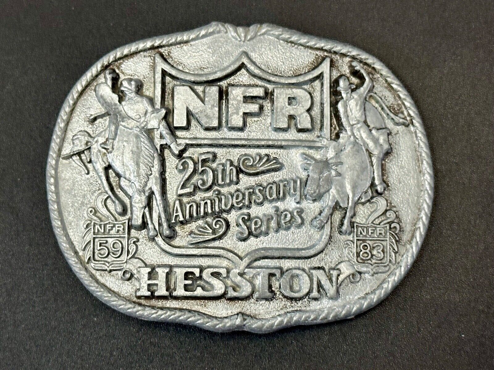 1983 Hesston National Finals Rodeo 25th Anniversary Adult Collectors Belt Buckle