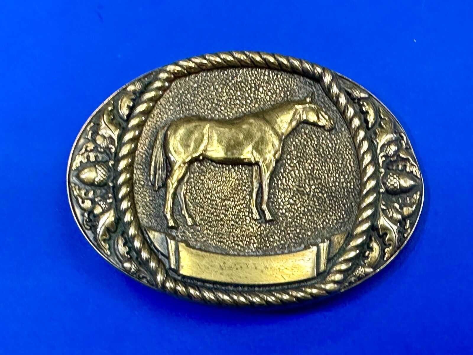 Trophy Award Style Standing HORSE Vintage belt buckle by Sunset brass