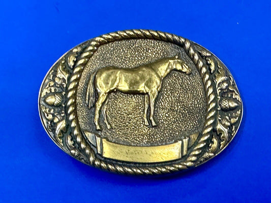 Trophy Award Style Standing HORSE Vintage belt buckle by Sunset brass