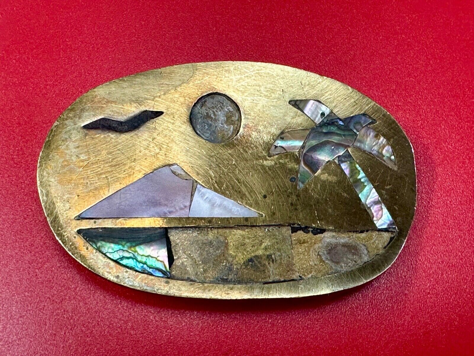 A Project belt buckle to repair - Missing inlaid inlay Abalone shell