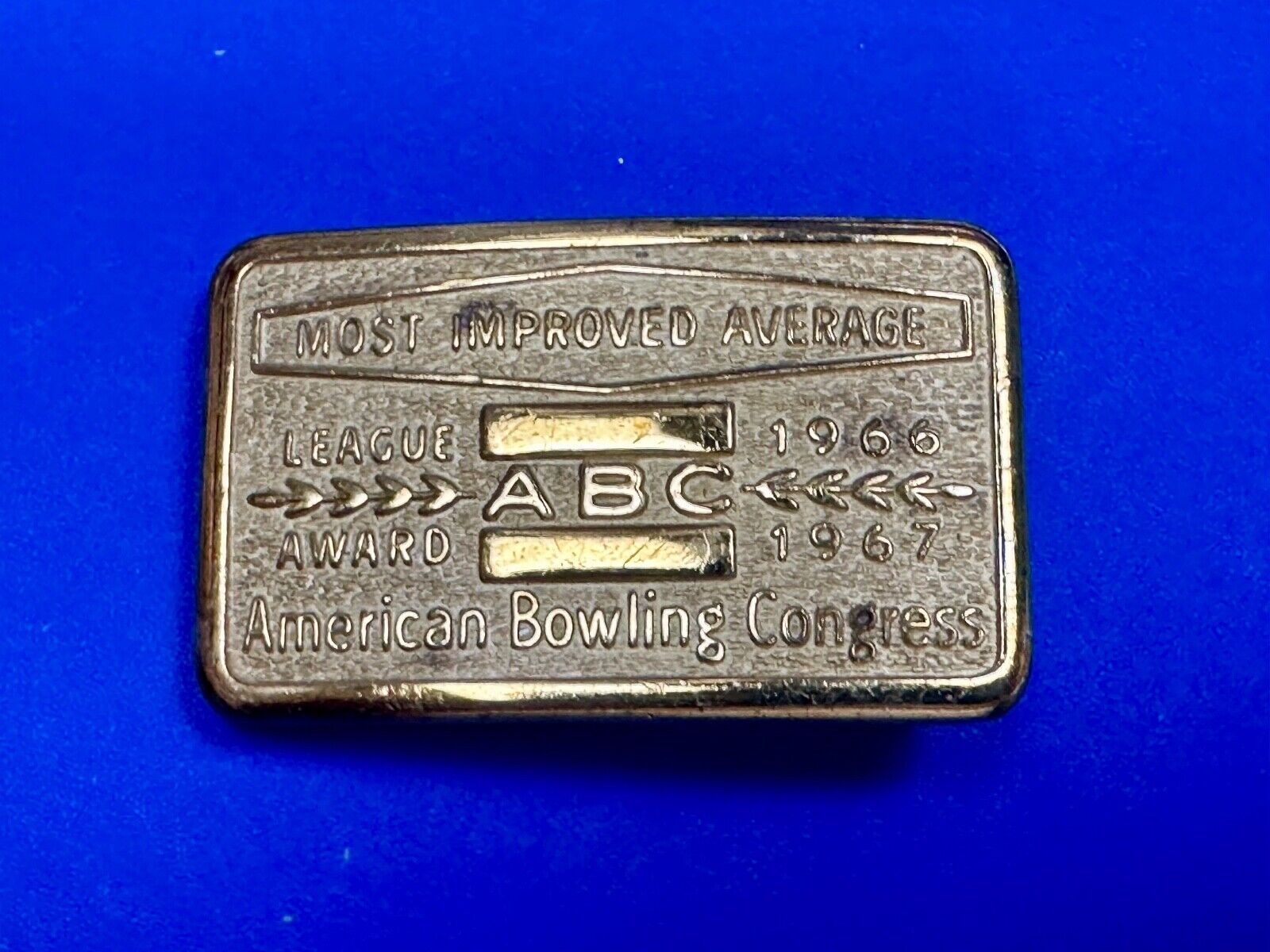 1966 - 67  MOST IMPROVED BOWLING AVERAGE - BLANK -  BELT BUCKLE ABC LEAGUE AWARD