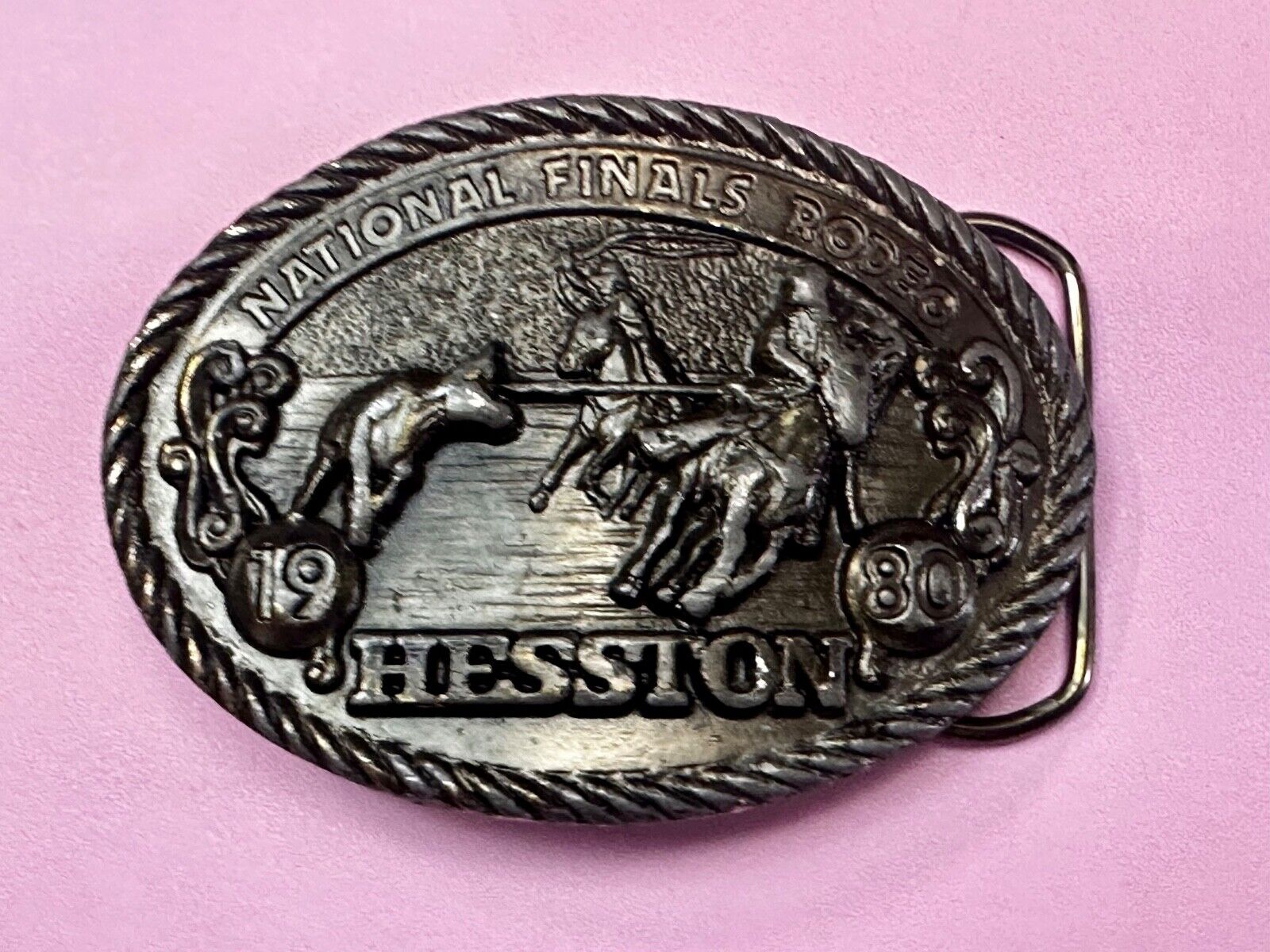 1980 Hesston National Finals Rodeo NFR Collectors Rodeo Cowboy Belt Buckle