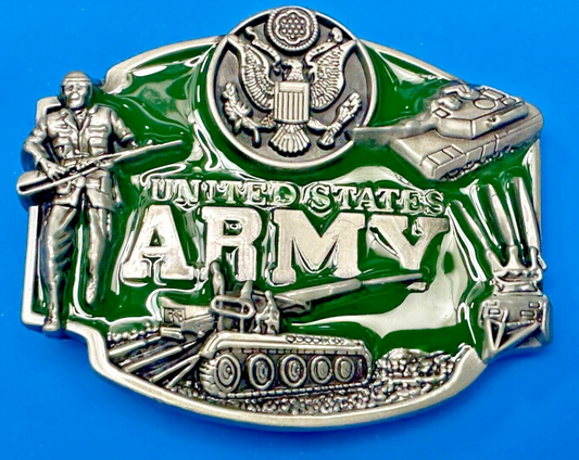 United States Army Military Patriotic Soldier Tank Belt Buckle