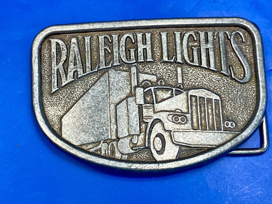 1970S Vintage Raleigh Lights Cigarettes Tobacco Semi Truck Trucker Belt Buckle