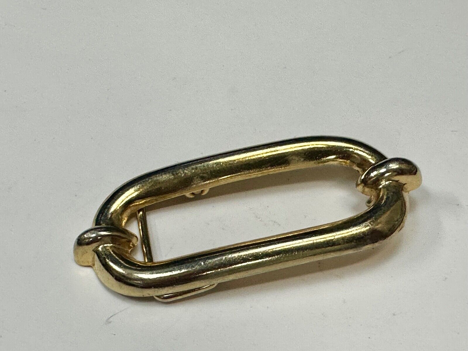 Vintage gold tone Tube Link Pattern belt buckle