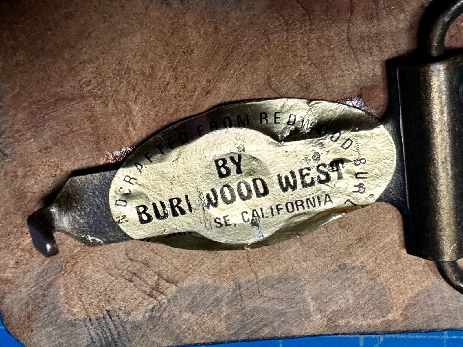 Vintage Glossy Polished Lacquered Wood Belt Buckle By Burl Wood West