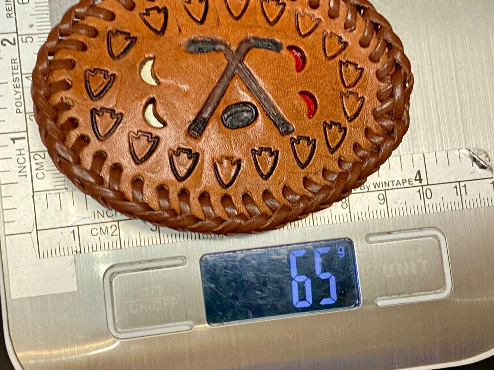 Ultimate Hockey Fan -  Hand Stitched Leather Western Oval Belt Buckle
