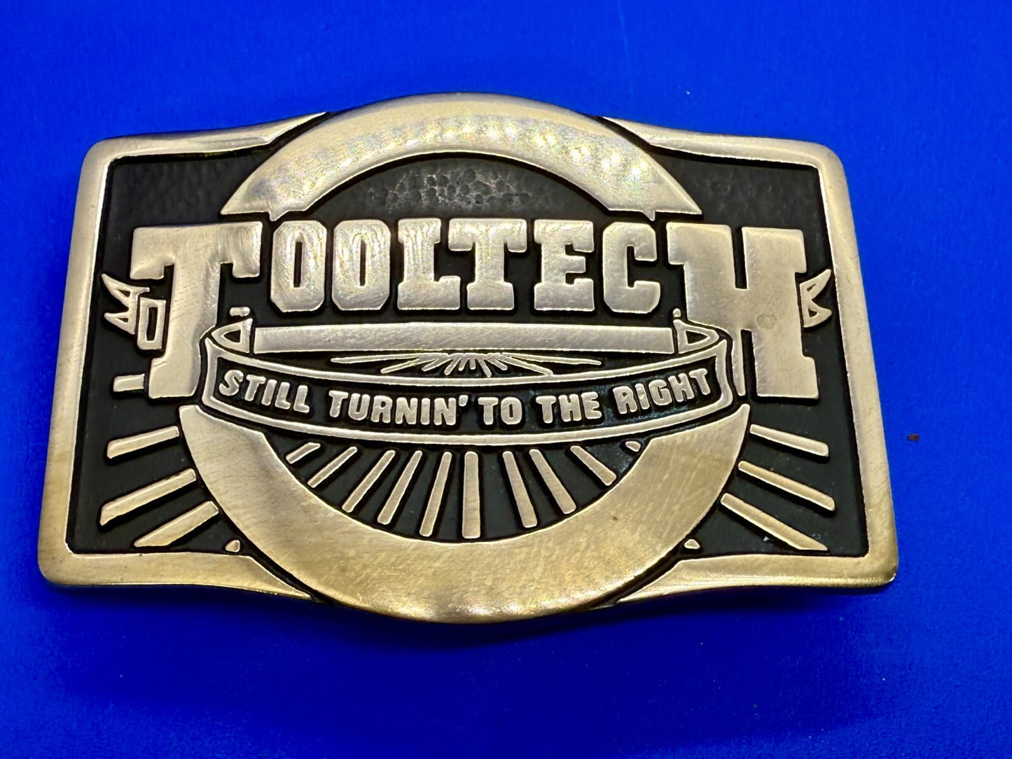 Tooltech Still Turnin To The Right Solid Brass VTG 1984 Anacortes Belt Buckle