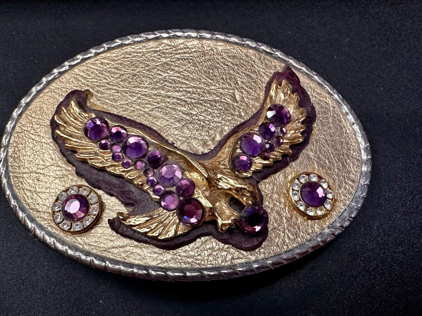 American Eagle Purple Crystal Studded Patriotic Belt Buckle by Michelle Monroe
