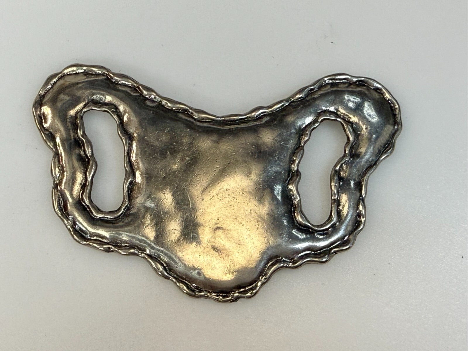 Textured Metal Statement Silver Tone Hippy Vibe Large Scarf Belt Slide Buckle