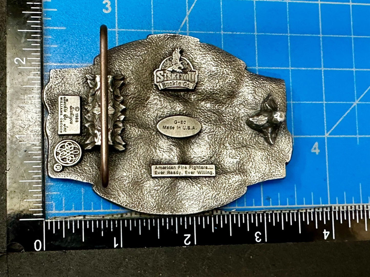 American Fire Fighters Ever Ready Ever Willing Vintage 1988 Siskiyou Belt Buckle