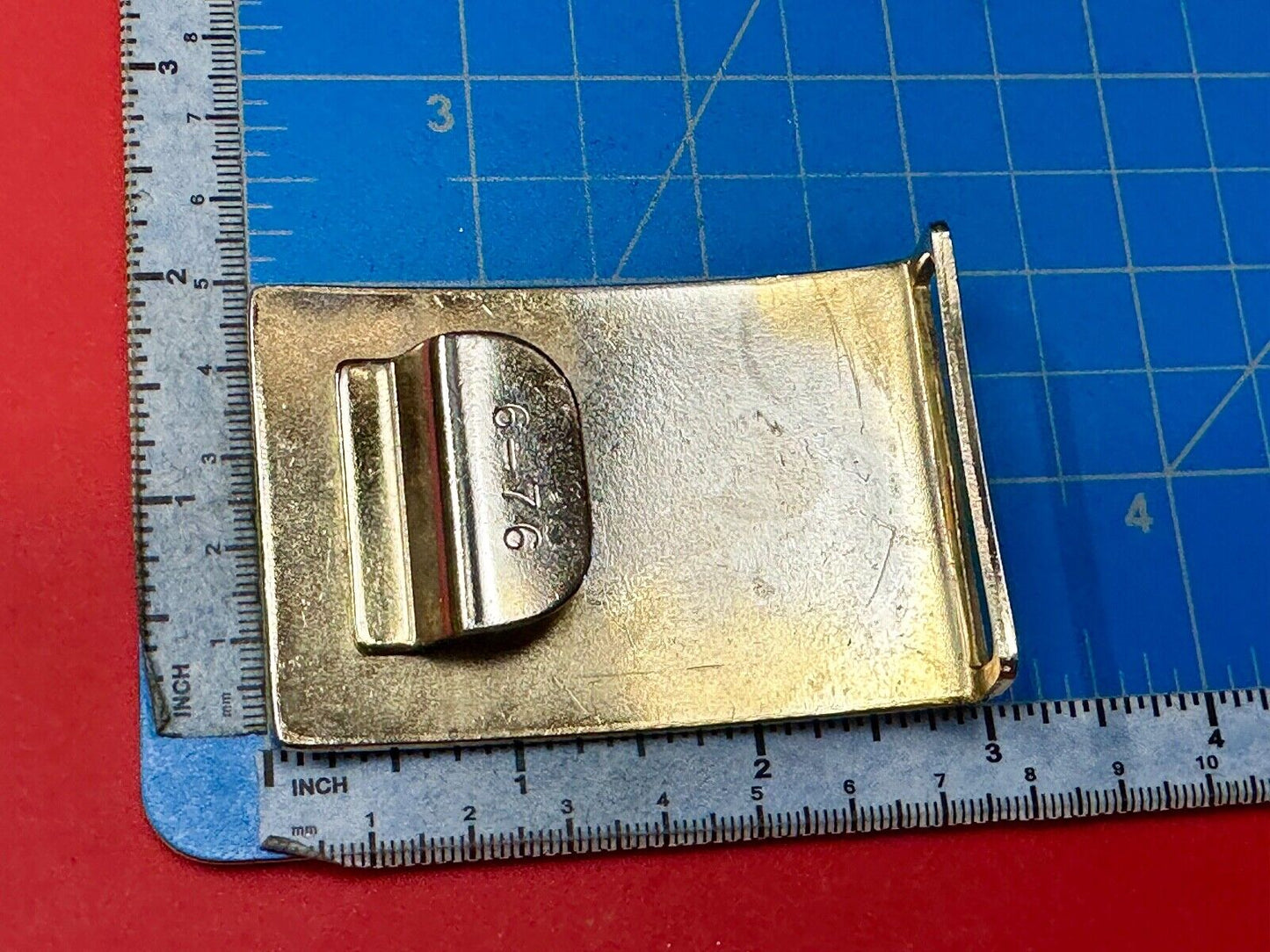 USMC Marine Corp NCO Dress Belt Plate Plain Belt Buckle 6-76 -some discoloration