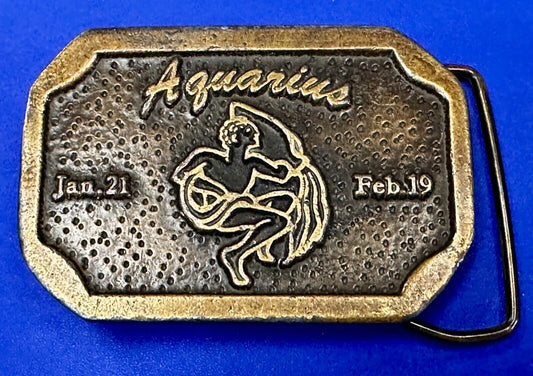 AQUARIUS Jan 21 - Feb 19  Horoscope Astrological Zodiac Cal Metals Belt Buckle
