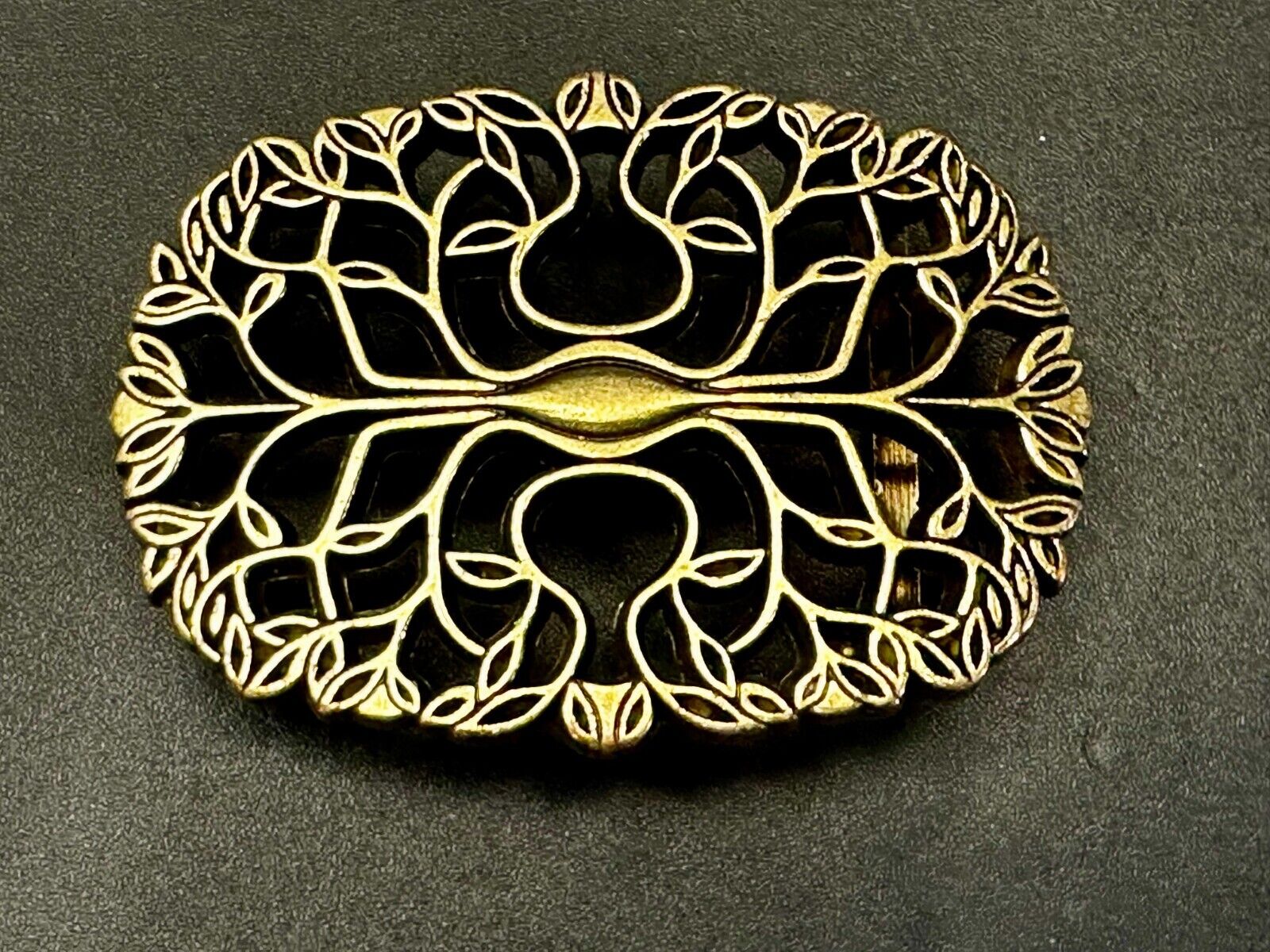 Tree of Life Pattern Openwork Hippy Boho Brass Tone Ornate Belt Buckle