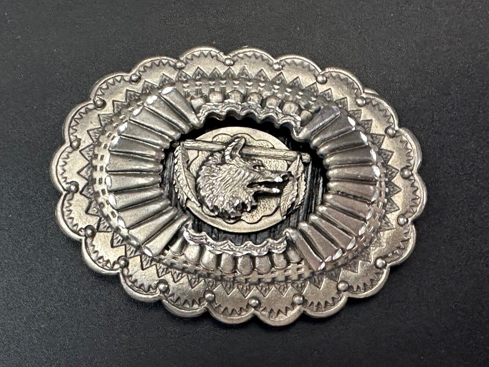 The Great Wolf - Native American Indian Feathers USA made Legends belt buckle