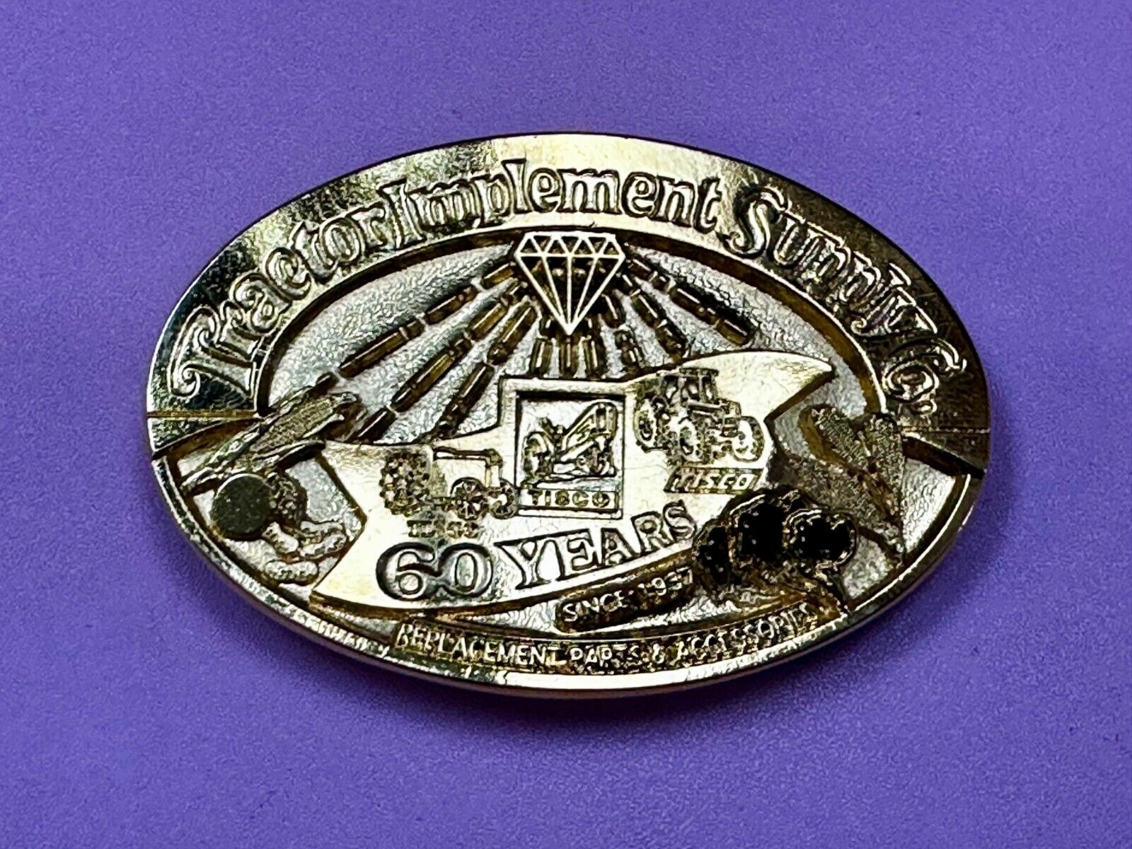 60 years TISCO Tractor Implement Supply company Vintage Belt Buckle by Speccast