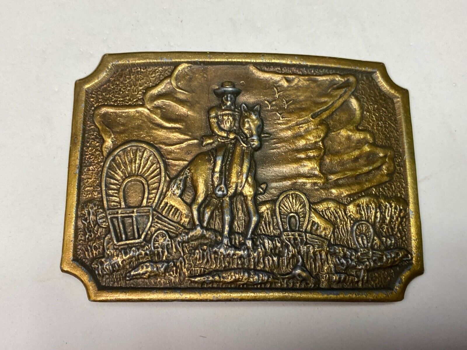 Tall In The Saddle Western Cowboy Horse Vintage Iconic Art Scene Belt Buckle 