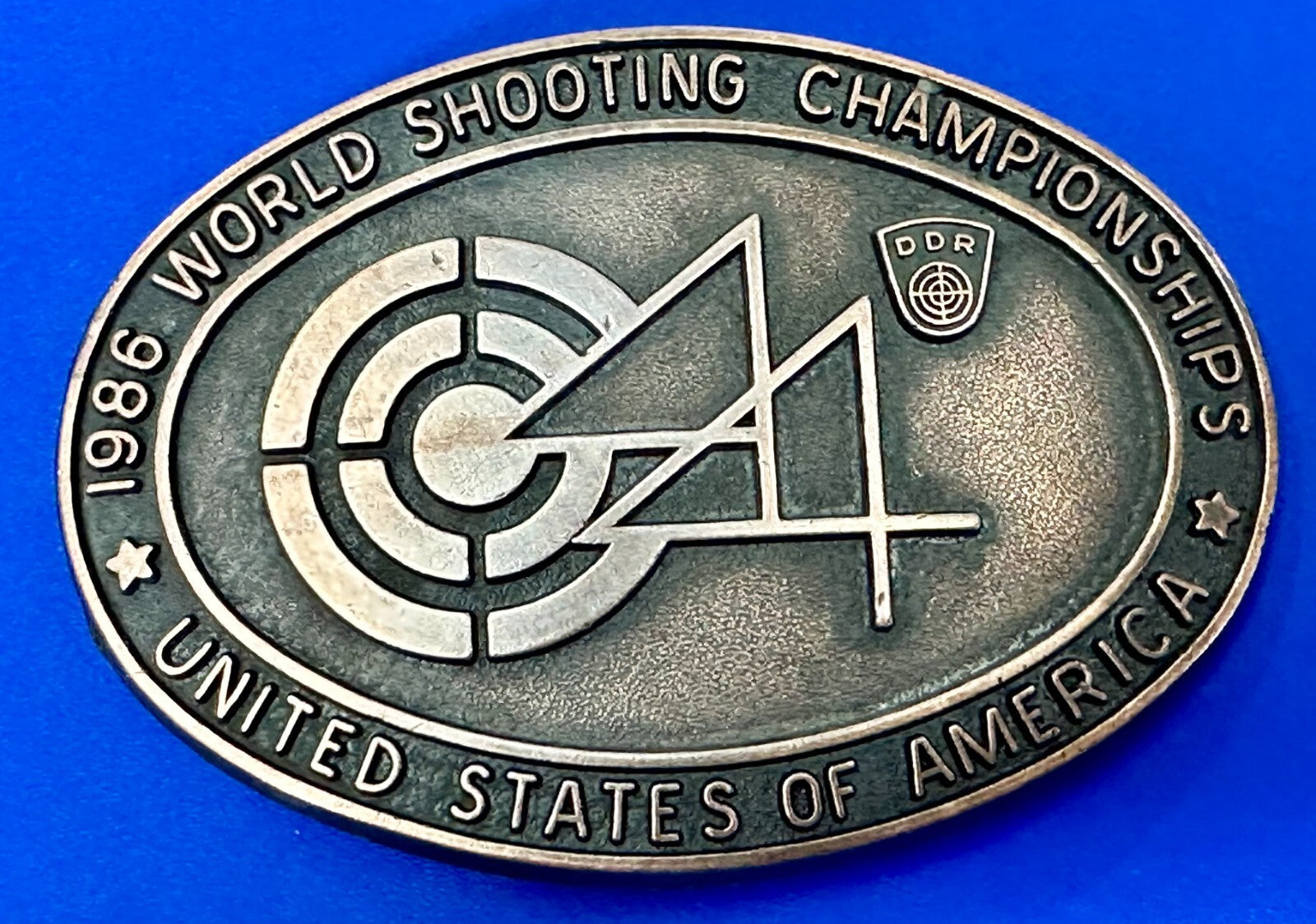 United States of America 1986 World Shooting Championship Souvenir Belt Buckle