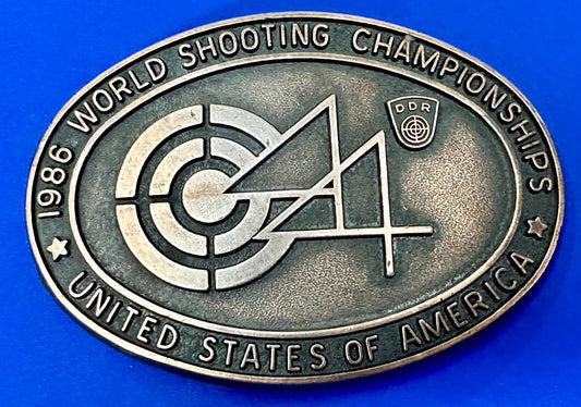 United States of America 1986 World Shooting Championship Souvenir Belt Buckle