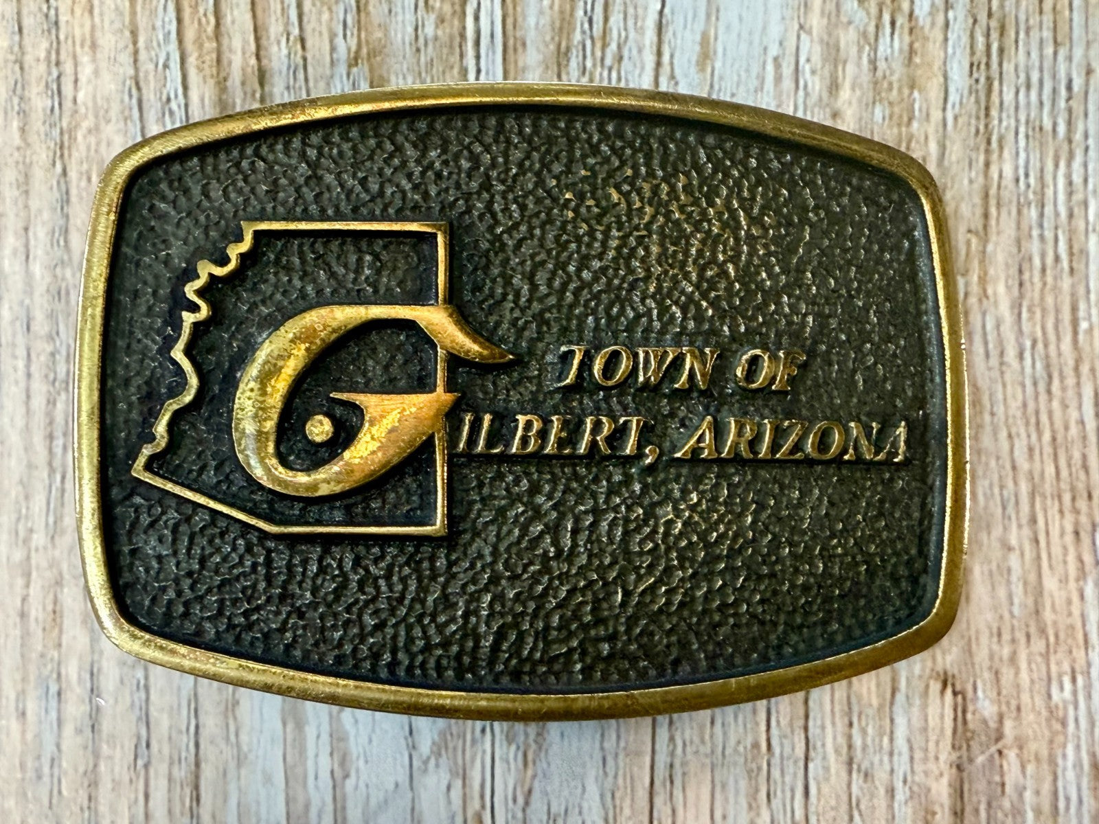Town of Gilbert Arizona Vintage 1978 Commemorative Solid Brass BTS Belt Buckle