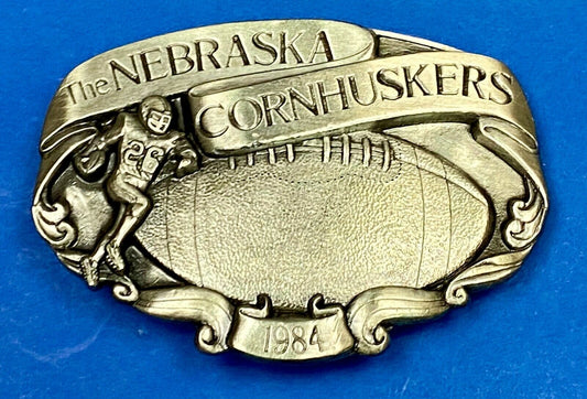 Vintage  1984 - Nebraska Cornhuskers Football Belt Buckle  Big Red Country
