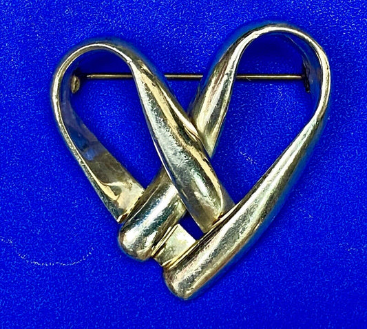 Vintage HEART Sterling Silver 925 vintage brooch pin marked M.F.Y