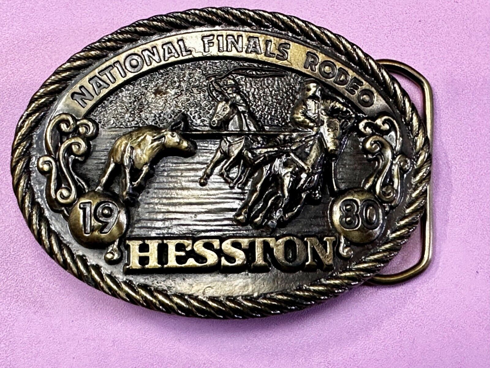 1980 Hesston NFR National Finals Rodeo Cowboys Western Belt Buckle