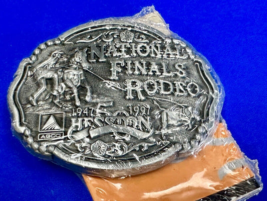1997 Youth Sized Hesston National Finals Rodeo Bull Riding Cowboys belt buckle 