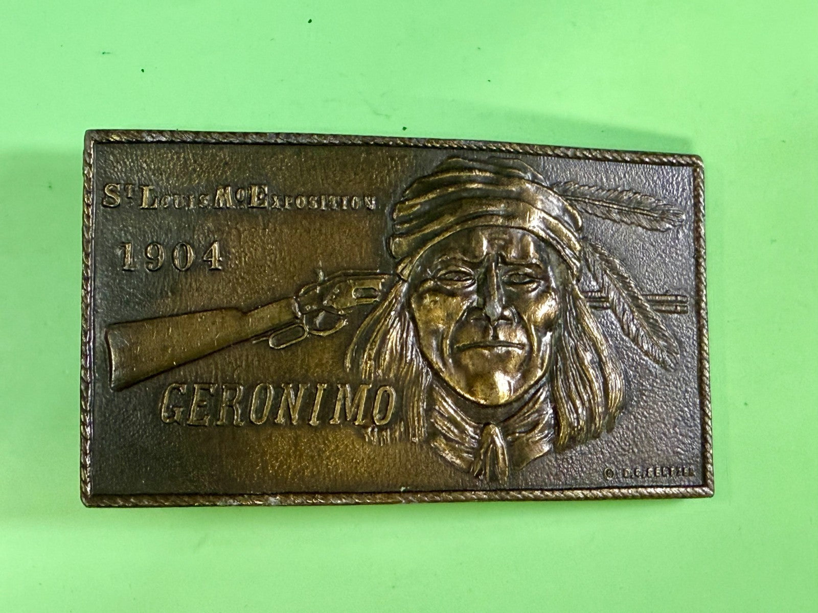 1904 St. Louis Exposition GERONIMO Native American Indian Bergamot Belt Buckle