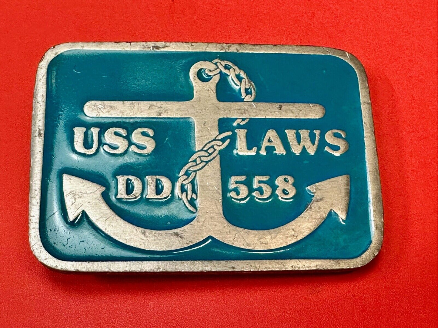 US Navy USS Laws DD-558 Destroyer Ship Boat Vintage Belt Buckle by CD Hit